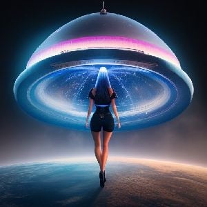 a breathing female futuristic planet core