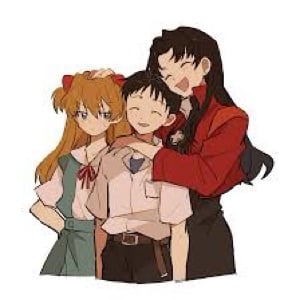 Shinji, Misato and Asuka