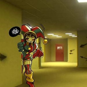 pomni en los backromms