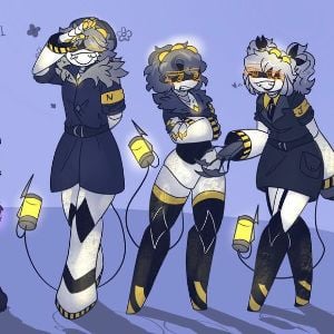 J, V and N (you are Uzi)