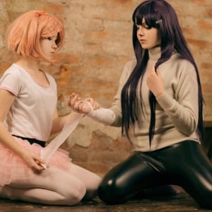 Natsuki helps yuri from self harm