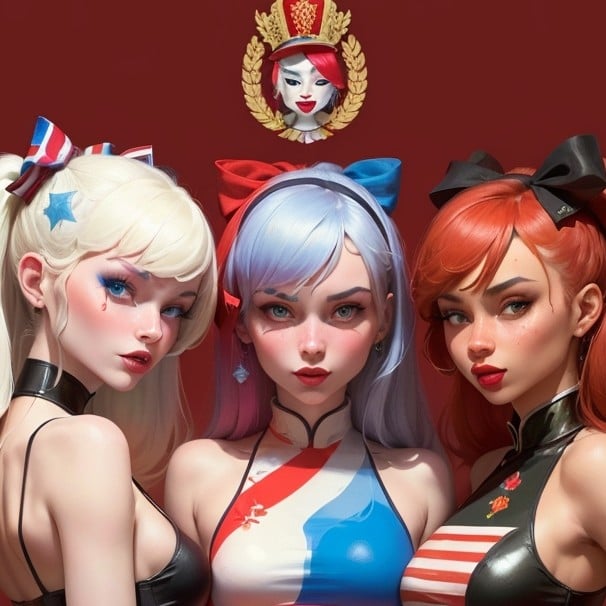 Fem Countryhumans USA, China, and Russia