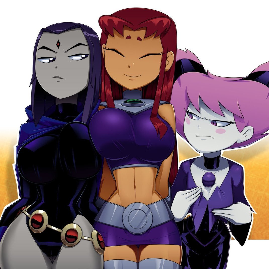 starfire, raven y jinx