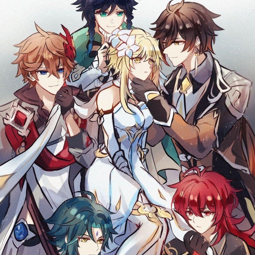 Xiao, Diluc, Zhongli, Childe, Venti