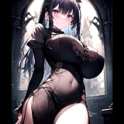 Goth classmate at school dance