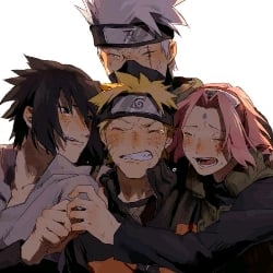 Kakashi (adult), Naruto, Sasuke m, Sakura (teenagers)