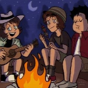 Evan, Jeff, Vincent at a campfire :D