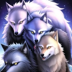 your wolf family (actual wolves)