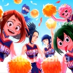 Uraraka, Mina, Momo, Toga and all the girls from class 1-A in the My hero academia world.