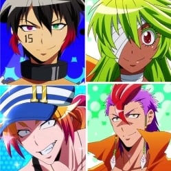 Jyugo, Uno, Rock, and Nico (Nanbaka)
