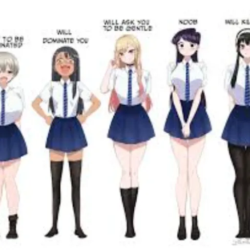Uzaki, Nagatoro, Marin, Komi, and Yor Forger.