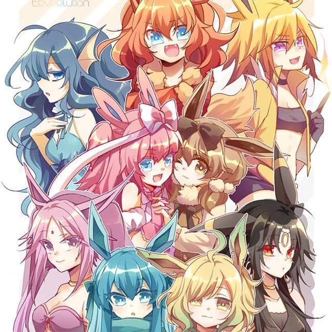 flareon,jolteon,umbreon,leafeon,espeon,sylveon,vaporeon y glaceon(human)