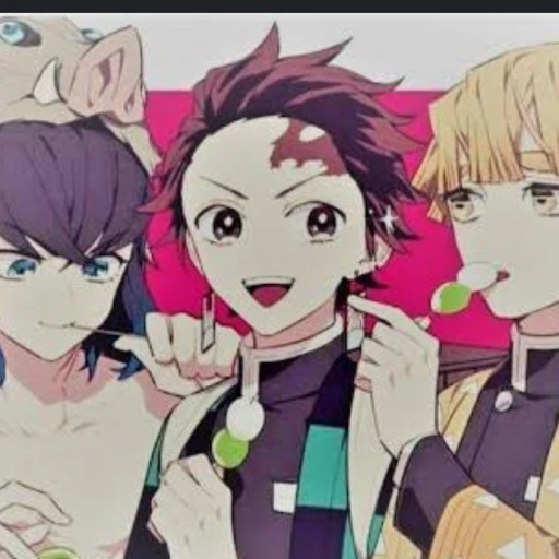 Nezuko, Tanjiro, Zenitsu and Inosuke