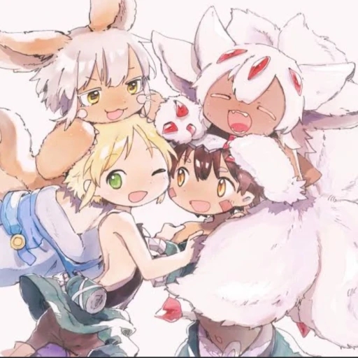 Riko, Reg, Nanachi, and Faputa