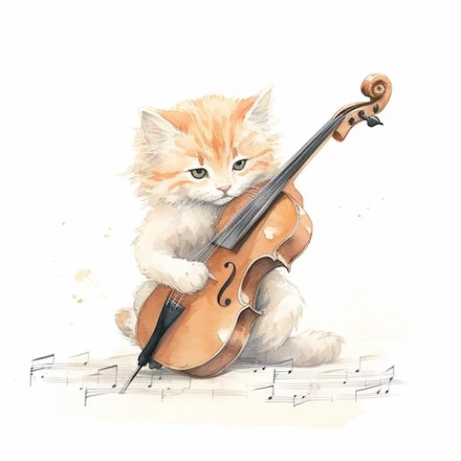 Cat on a violin