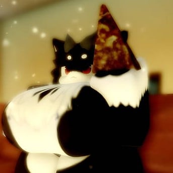 Furry black face sit