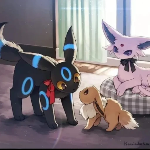 umbreon shiny, espeon y eevee