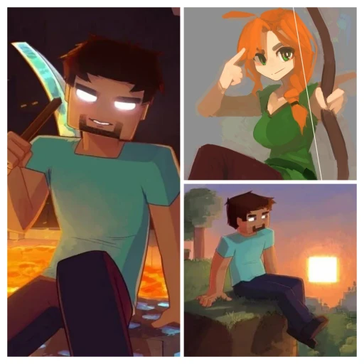 Herobrine, Alex and Steve