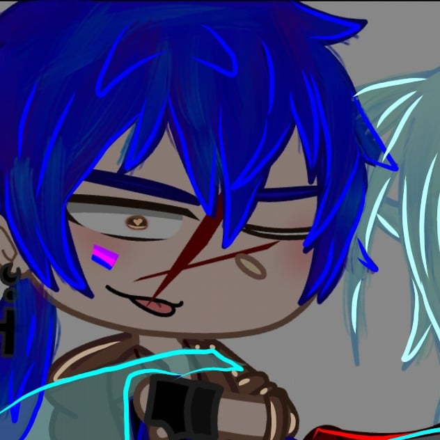 Isaac, the boy with blue hair.