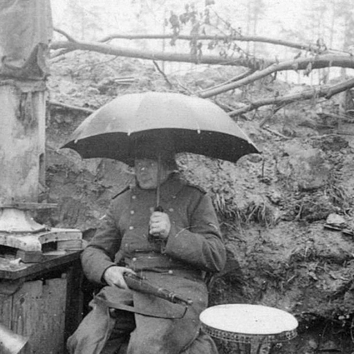 German soldier in the rain