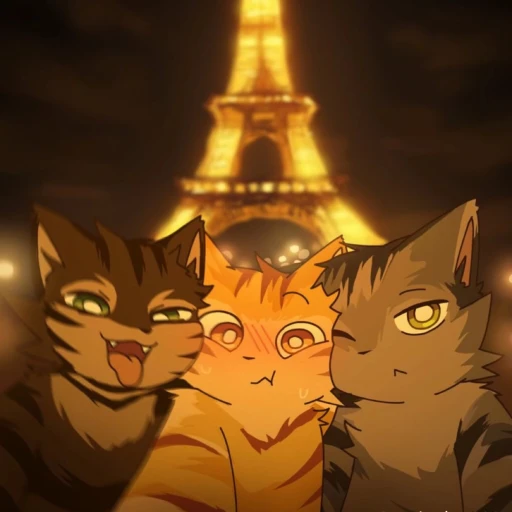 3 cute human-like cats
