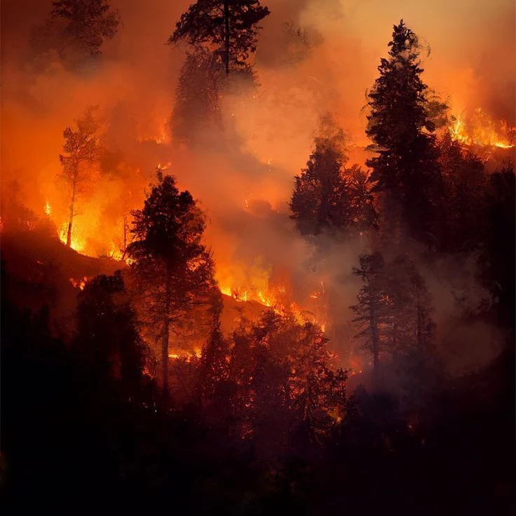 Forest fire.